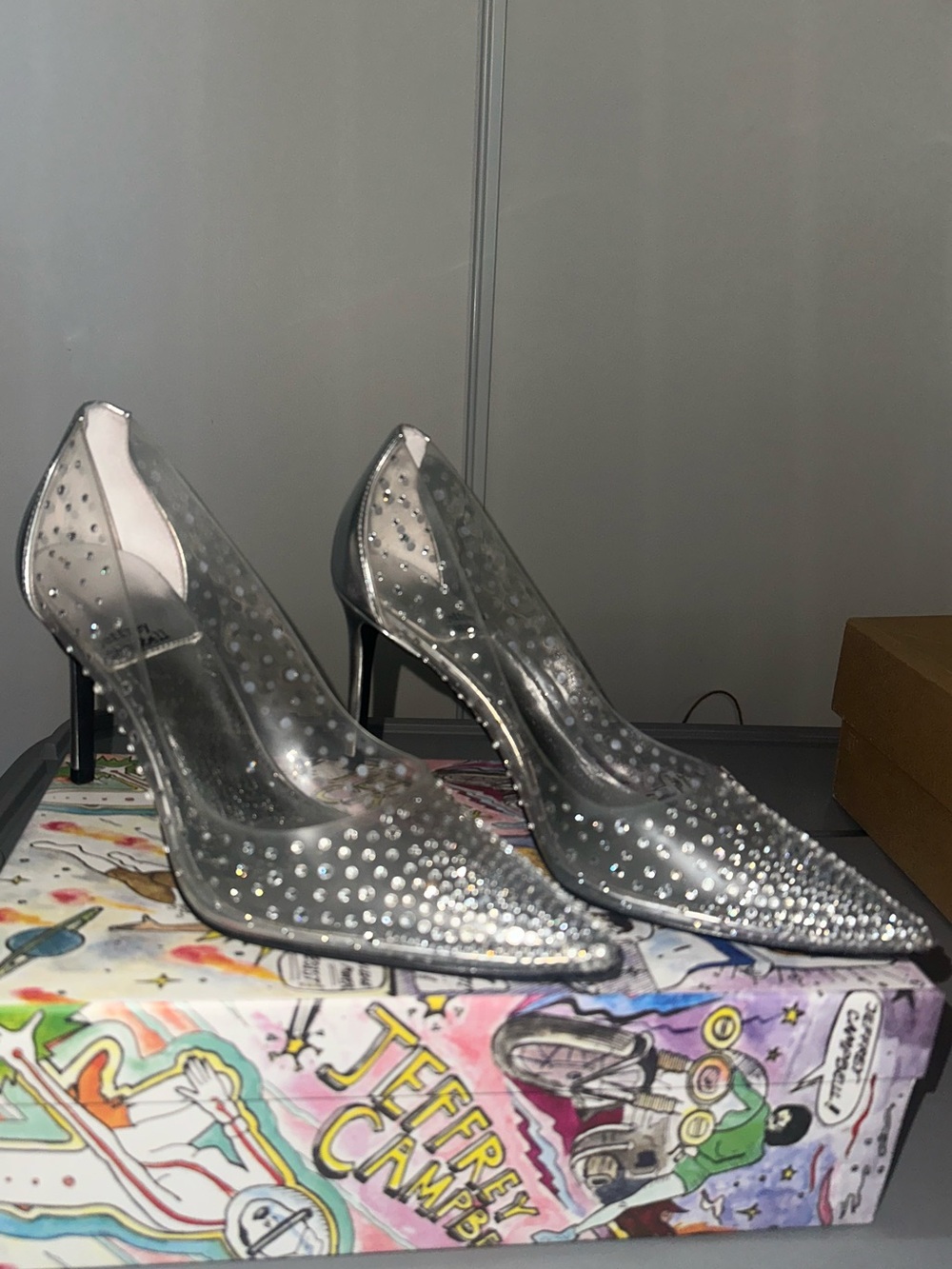 Jeffrey Campbell Clear Pointed Pumps with Silver Studs